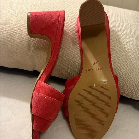 Draper James Wendy Coral Red Suede Heels Sandals Mules - Picture 8 of 8